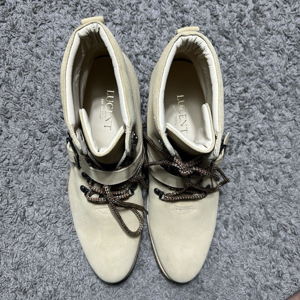 Lucent Los Angeles‎ The Yosemite Hiking Boot Tan Suede Calf Leather US 13 - Picture 6 of 7
